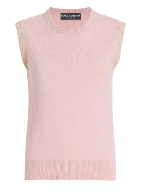 Dolce & Gabbana lace-detail sleeveless vest Pink FXT02TJBW1M