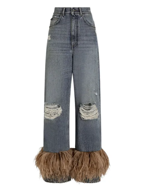 Dolce & Gabbana distressed feather jeans Blue FTDIYZG8OF8