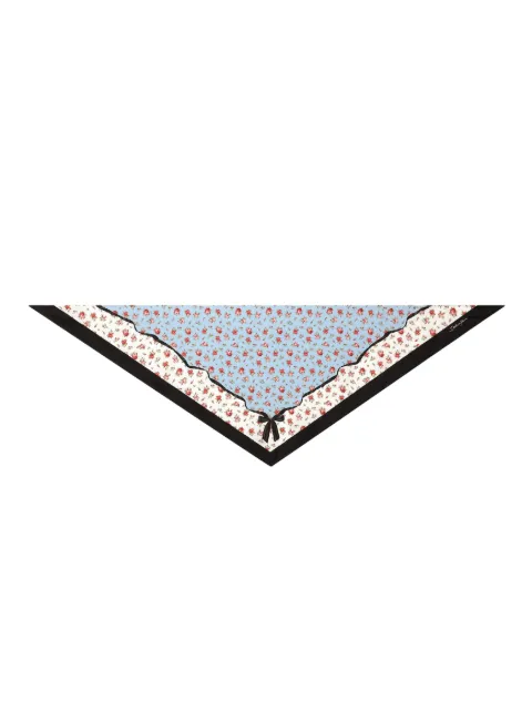 Dolce & Gabbana Small rose-print silk twill triangle scarf Blue FS329AGDDLO