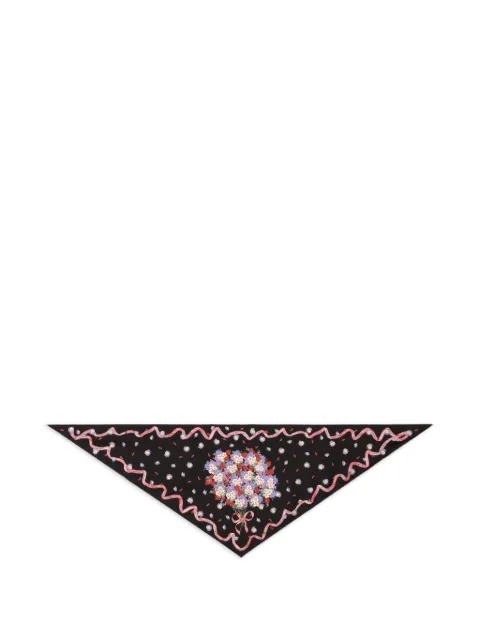 Dolce & Gabbana Small floral-print silk twill triangle scarf Black FS329AGDDLI