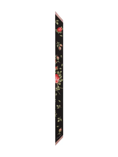 Dolce & Gabbana Rose Bouquet-print silk scarf Black FS215AGDDPM