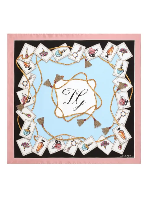 Dolce & Gabbana perfume-print scarf Blue FN092RGDDLQ