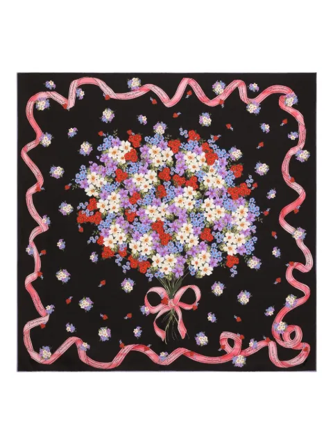 Dolce & Gabbana Small floral-print silk twill scarf Black FN092RGDDLI