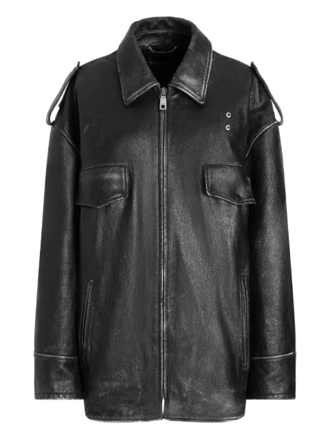 Dolce & Gabbana zip-up leather coat Black F9T69LGDDEE
