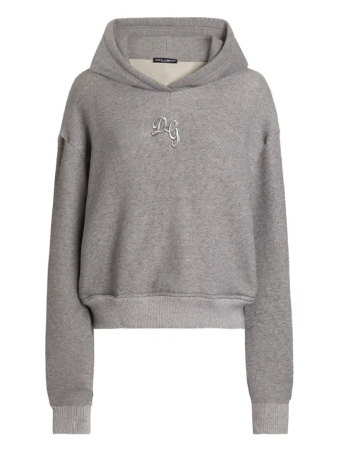 Dolce & Gabbana fleece hoodie with embroidery Grey F9S47ZGDDME