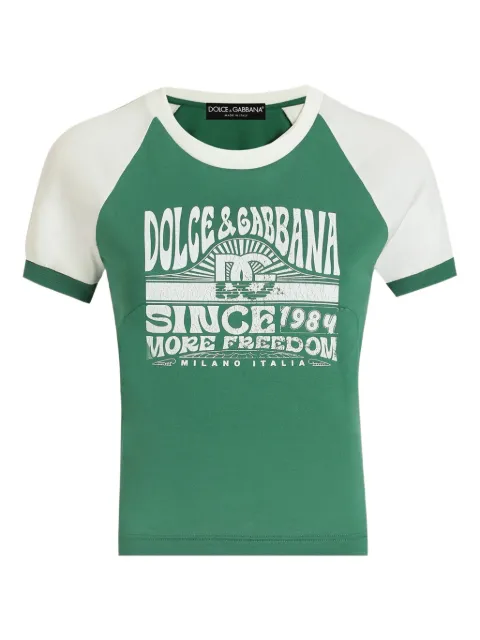 Dolce & Gabbana graphic-print cotton T-shirt Green F8V88TGDDMU