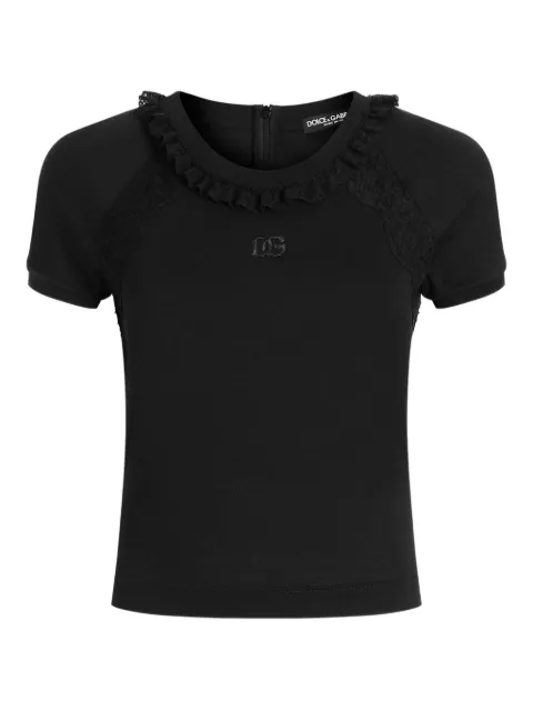 Dolce & Gabbana lace-detail T-shirt Black F8V88ZGDDPN