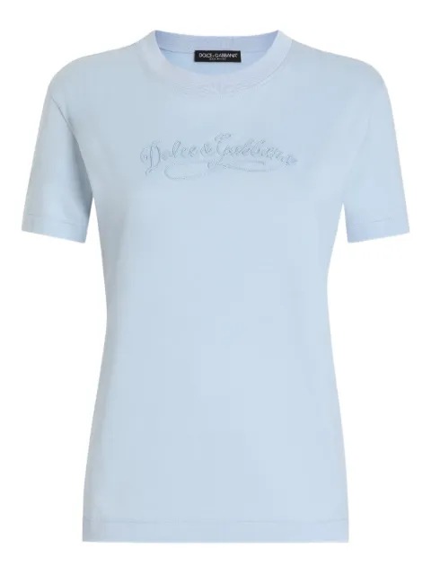 Dolce & Gabbana logo-embroidered T-shirt Blue F8V42ZGDDL1
