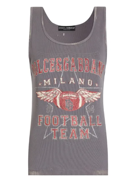 Dolce & Gabbana print-detail crew neck tank top Grey F8V40TGDDO1