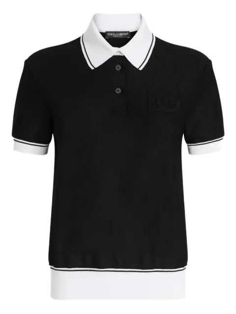 Dolce & Gabbana embrodiered-logo polo top Black F8V33ZGDDMH