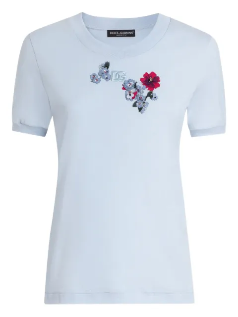 Dolce & Gabbana floral-detail T-shirt Blue F8N08ZGDDL2