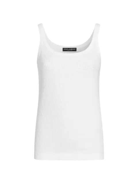 Dolce & Gabbana ribbed tank top with embroidery White F8K97ZGDDL0