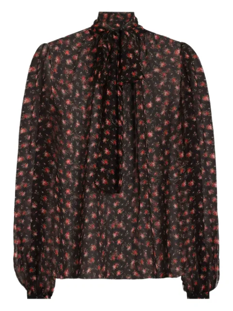 Dolce & Gabbana tie-neck floral blouse Black F7BJ2TIS10I