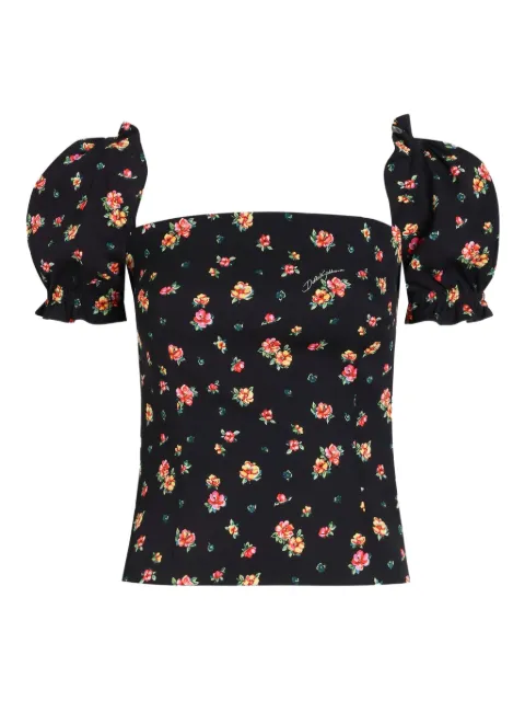 Dolce & Gabbana floral puff-sleeve blouse Black F7BH9TFSA8F
