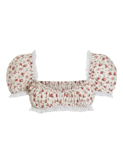Dolce & Gabbana floral-print cropped top White F7BG2THS5UB