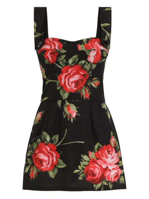Dolce & Gabbana floral button-strap mini dress Black F7BB8THS5UT