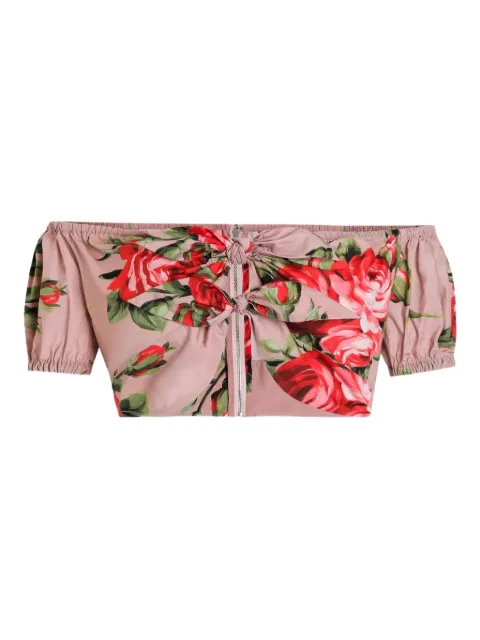 Dolce & Gabbana balloon sleeves floral crop top Pink F7AV0THS5UT