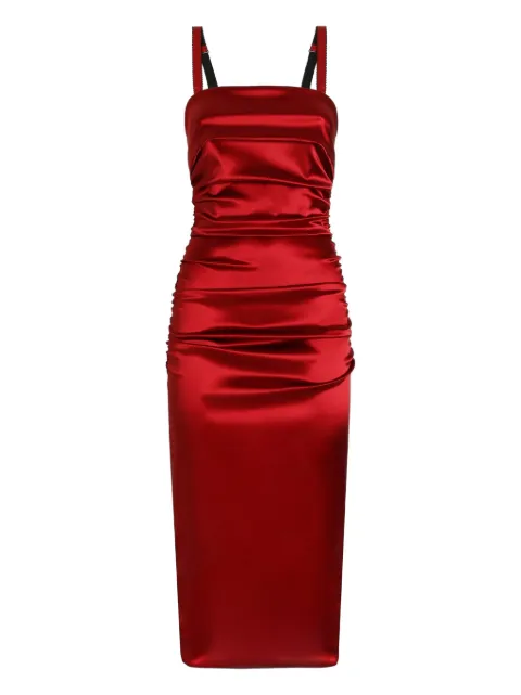 Dolce & Gabbana stretch satin fitted dress Red F6TYJTFURAD