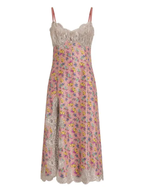 Dolce & Gabbana lace-detail floral-print midi dress Pink F60GGTIS10D