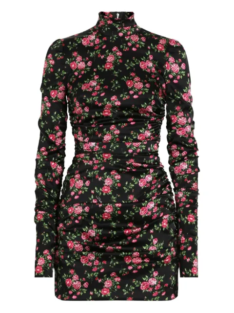 Dolce & Gabbana ruched floral mini dress Black F60G2TFSA8G