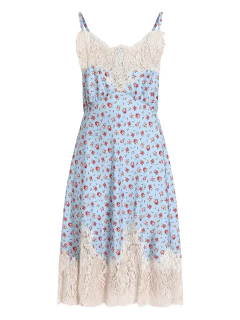 Dolce & Gabbana lace-detail floral-print midi dress Blue F60F7TIS10J