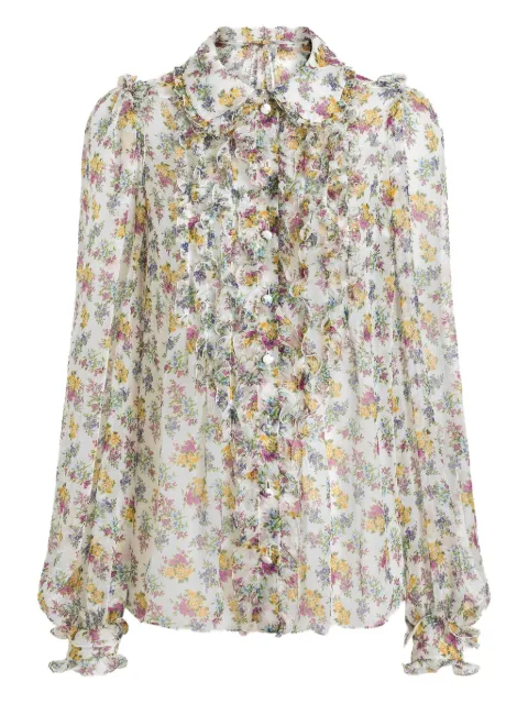 Dolce & Gabbana small floral-print chiffon shirt White F5U02TIS10C