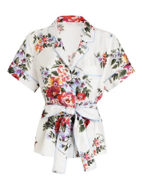 Dolce & Gabbana floral-print silk shirt White F5S23TIS11I