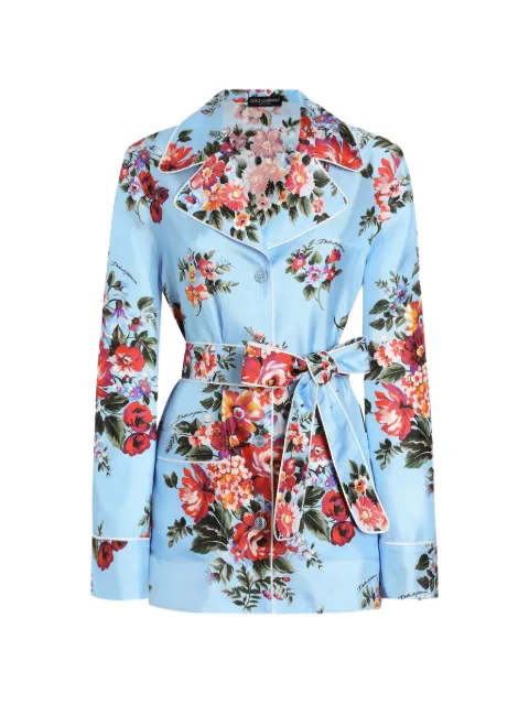 Dolce & Gabbana flower bouquet-print silk vanity shirt Blue F5Q03TIS11I