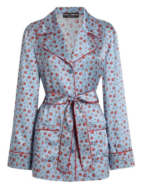 Dolce & Gabbana floral-print tie top Blue F5Q03TIS10H