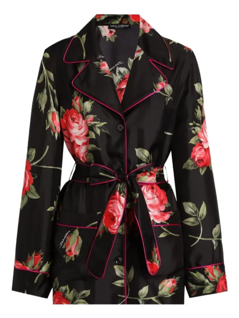 Dolce & Gabbana floral-print belted blouse Black F5Q03TIS11G