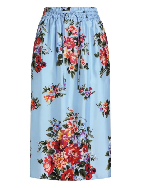 Dolce & Gabbana floral-print elasticated midi skirt Blue F4DCGTIS11I
