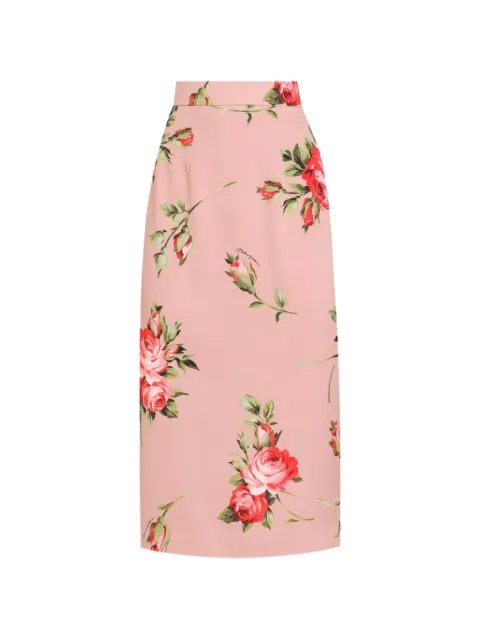 Dolce & Gabbana rose bouquet-print straight skirt Pink F4CS8TFSA8Q