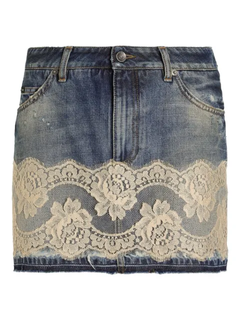 Dolce & Gabbana lace panel mini skirt Blue F4C6NDG8OB4