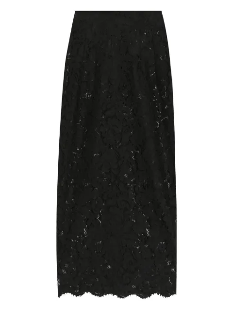 Dolce & Gabbana cordonetto lace-trim midi skirt Black F4B7ITHLMTB