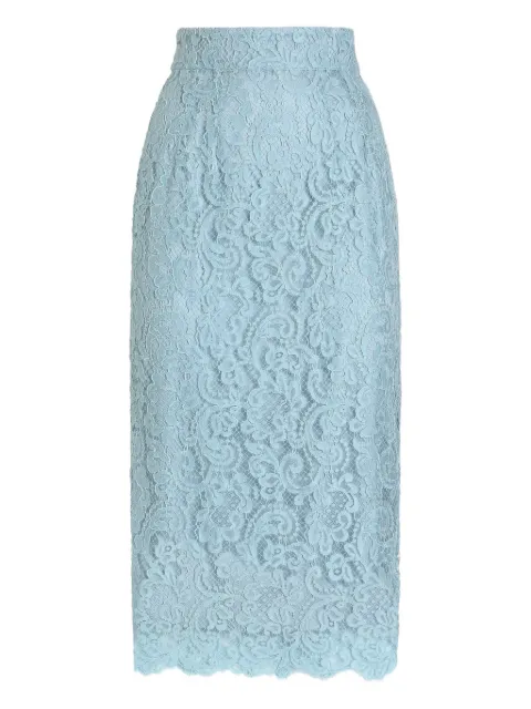 Dolce & Gabbana lace midi skirt Blue F4B7ITILMDR