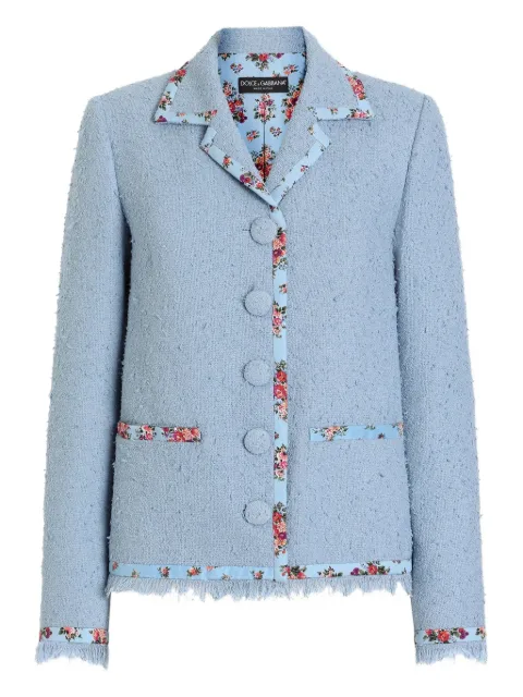 Dolce & Gabbana single-breasted Rachel basketweave jacket Blue F27IDTHUMWJ