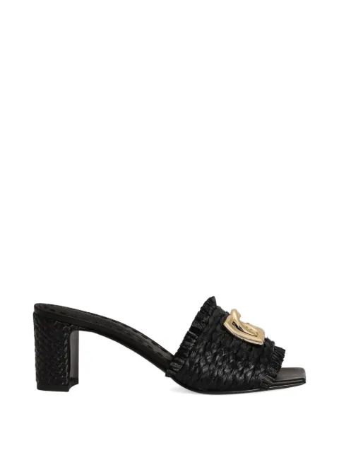 Dolce & Gabbana raffia with braid and fringe mules Black CR1993AN217