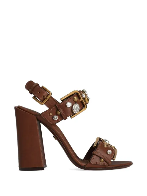 Dolce & Gabbana cowhide Keira sandals with embellishments Brown CR1973A6745