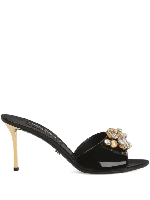 Dolce & Gabbana Keira patent leather embellished mules Black CR1958AZ188