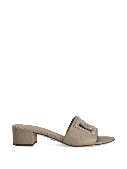 Dolce & Gabbana mules in Dauphine calfskin, suede and rhinestones Brown CR1938A0217