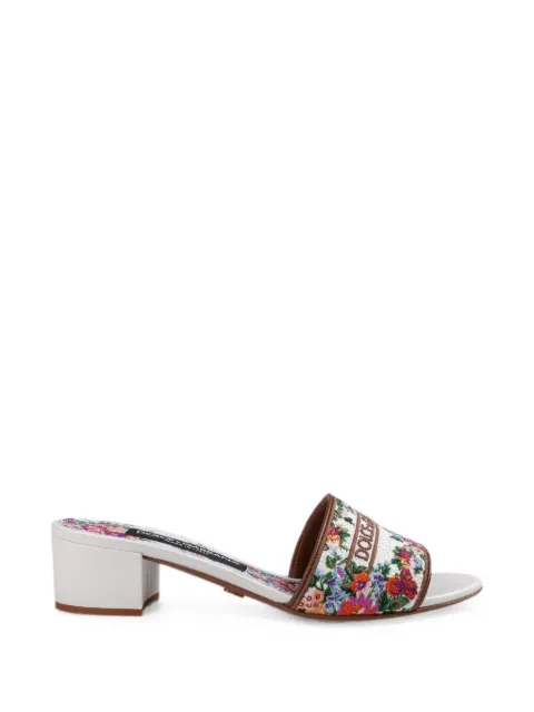 Dolce & Gabbana nappa leather mules with embroidery White CR1748A6483