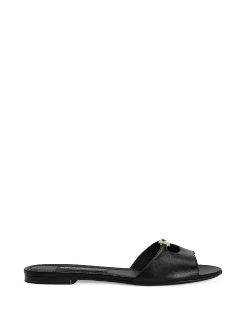 Dolce & Gabbana silk nappa leather flat slippers Black CQ0684A1953