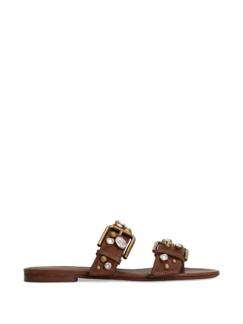 Dolce & Gabbana cowhide embellished flat slippers Brown CQ0688A6745
