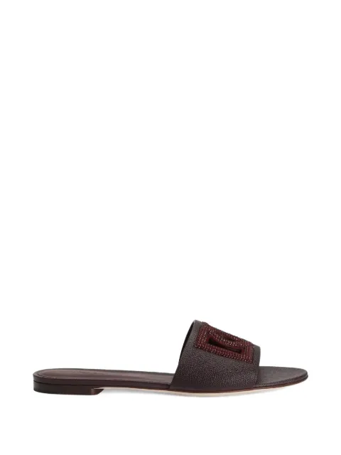 Dolce & Gabbana suede and Dauphine calfskin flat slippers Red CQ0666A0217