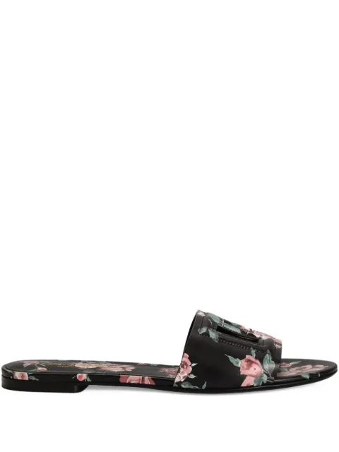 Dolce & Gabbana logo floral print slides Black CQ0436AZ046