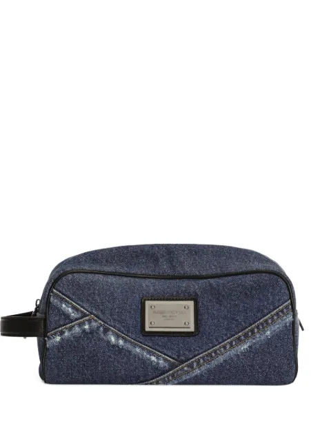 Dolce & Gabbana logo-plaque denim wash bag Blue BT0989AY768