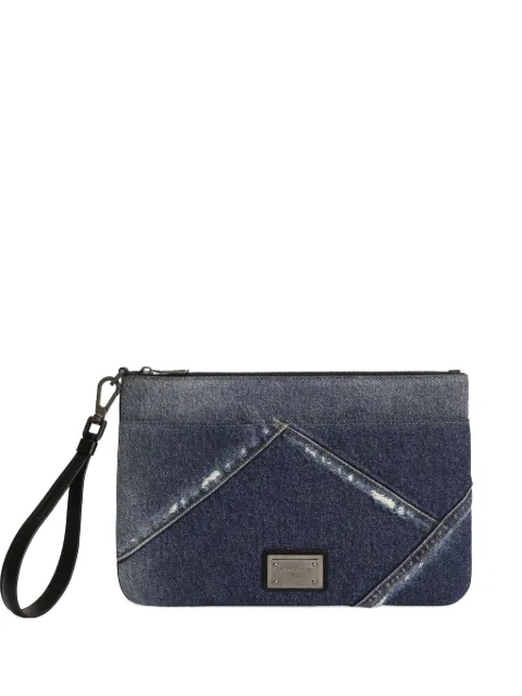 Dolce & Gabbana logo-plaque denim clutch bag Blue BP3294AY768