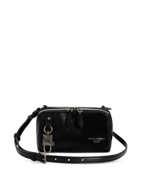Dolce & Gabbana logo-print leather messenger bag Black BM2446AU994