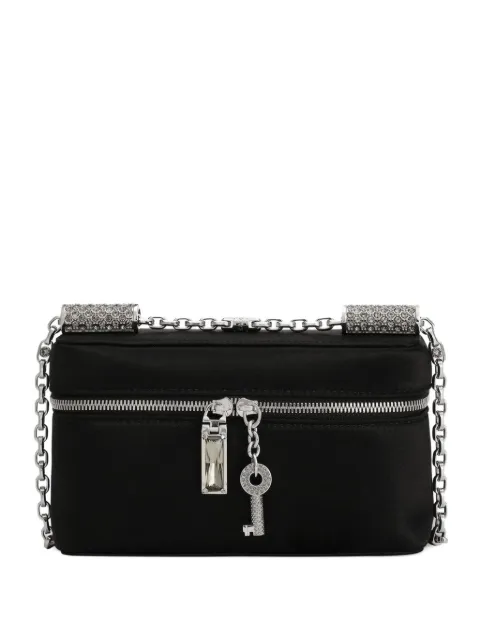 Dolce & Gabbana Sicily medium satin and pavé tubes shoulder bag Black BB7878BY656