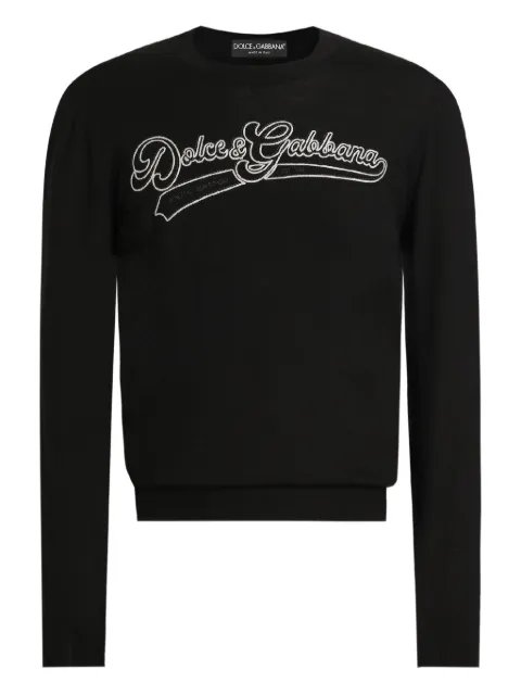 Dolce & Gabbana logo crew neck knitwear Black GXX02ZJDVGB